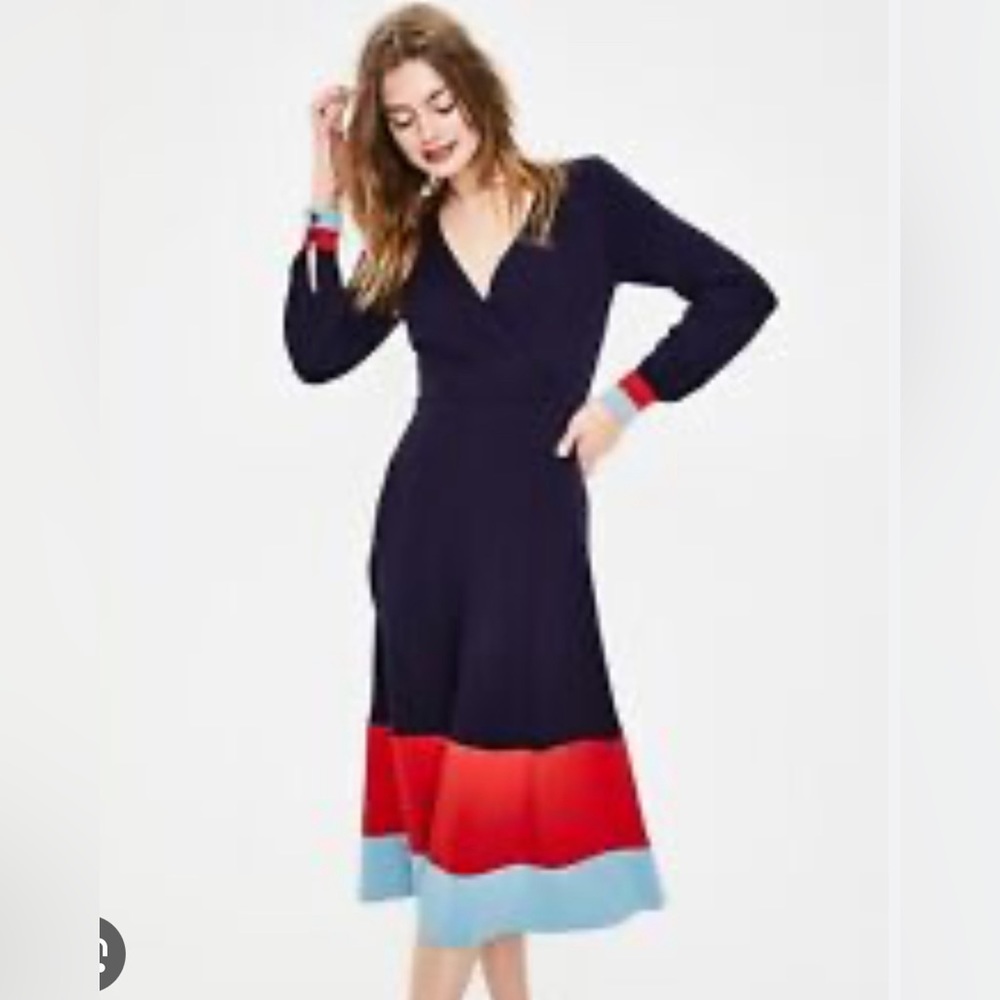 Boden navy jersey midi dress
